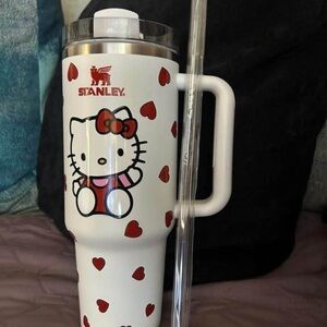Stanley White Tumbler with Hello Kitty and Red Hearts and Labubu Stanley